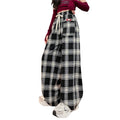 spring/autumn new kids' fashion trendy plaid straight-leg wide-leg pants, loose casual trousers for mid-to-large girls