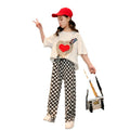 Summer girls' trendy street style outfit set - kids' casual activewear, summer clothes for girls, big girls' short-sleeve fashionable and stylish children's clothing