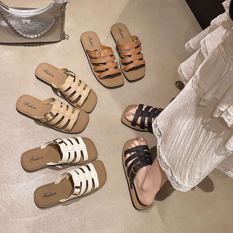 Crystal slides women's summer new fashion versatile one-strap slippers home anti-slip cross-border export popular trendy ins style
