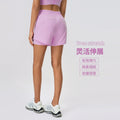 Summer quick-dry breathable women's sports shorts - faux two-piece, anti-exposure, high-waisted training yoga fitness hot pants d25052