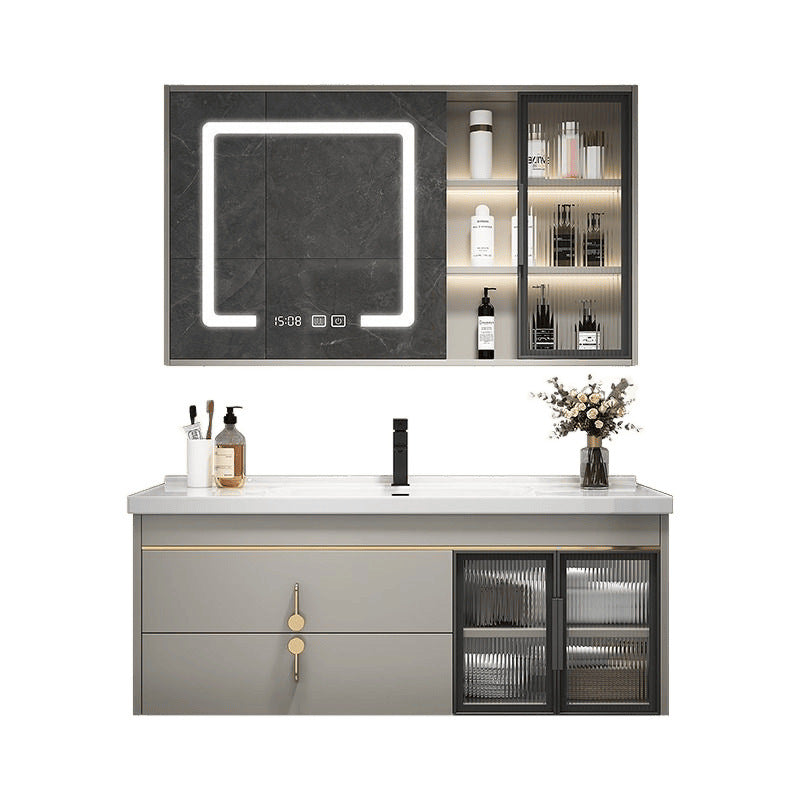 陶瓷一体盆浴室柜组合现代轻奢小户型洗手池洗脸盆卫生间洗漱台柜