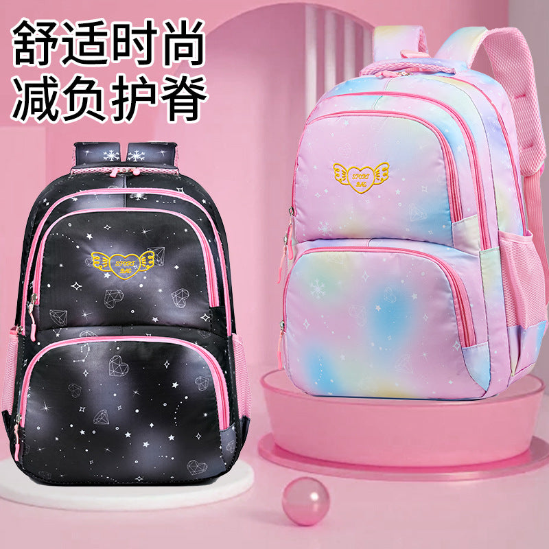 School bag starry sky gradual change trend fashion soft cute art backpack single large capacity Oxford cloth student bag
