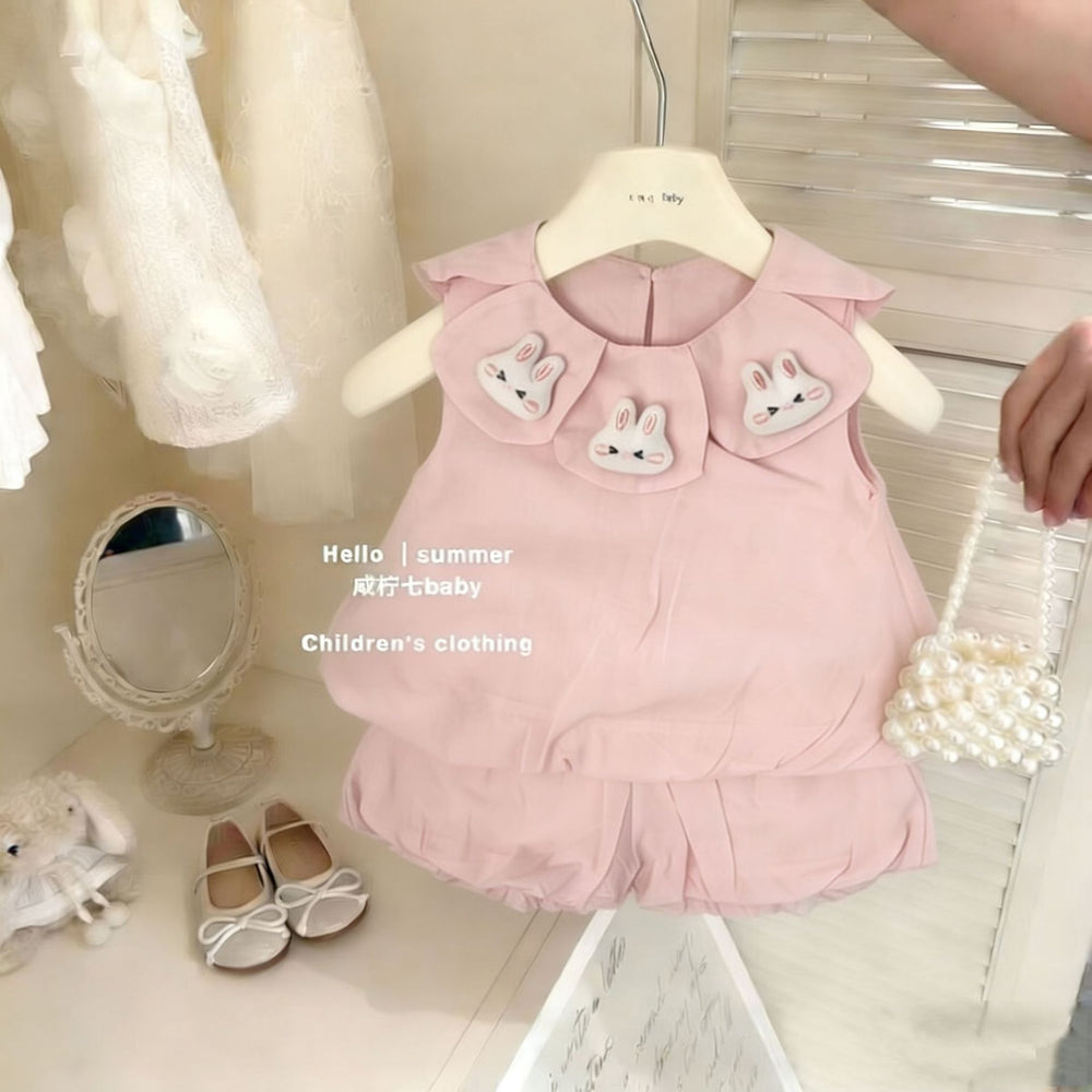 【dropshipping】girls' summer outfit set - fresh new style baby shorts princess two-piece top - kids' summer no-show