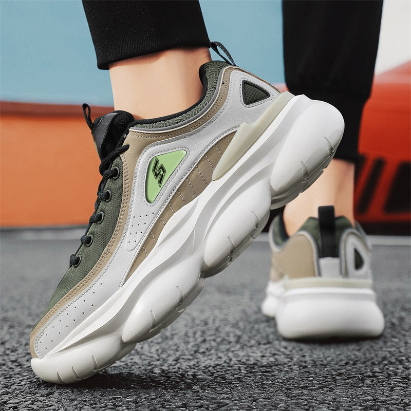 S standard retro style panda shoes leather surface thick sole shock absorption sports running shoes trendy versatile casual dad trendy shoes generation