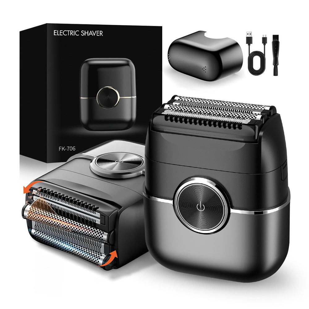 Portable mini electric shaver reciprocating magnetic floating 4-blade head men's portable washable razor - cross-border
