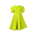 fashion  summer round neck elegant puff sleeves waist large swing elegant elegance a-line exportdress