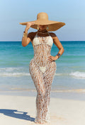e-commerce european and american women's clothing sexy cup thong cut out naked back halter three-piece beach long skirt suit