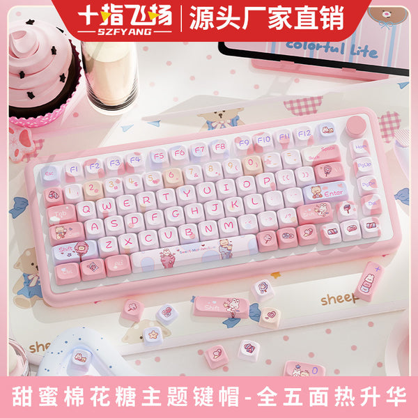 Sweet marshmallow original keycap, five-sided hot sublimation moa highly cute personality adaptation mechanical keyboard cap