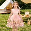 Girls' summer dress  new style tank dress children's heavily embroidered butterfly floral princess dress summer cross-border
