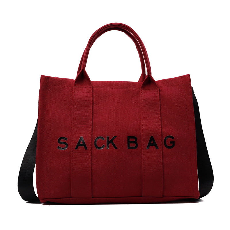 Cross-border women's bags new Korean version simple one-shoulder messenger bag women's letter printed tote bag retro portable canvas bag