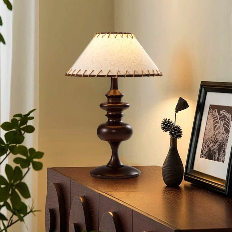 Vintage-inspired cotton linen lampshade bedside table lamp - perfect for bedroom, b&b, study, and creating a retro ambiance