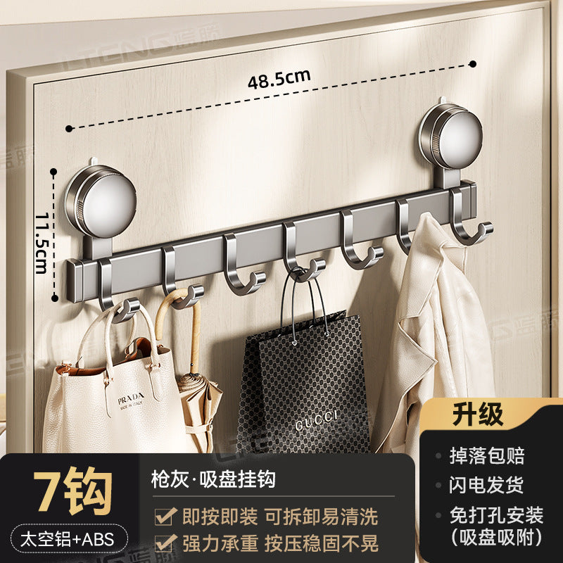 Strong vacuum suction cup, hook rack, no punching, strong load-bearing door, rear wall-mounted row hook, hanger storage