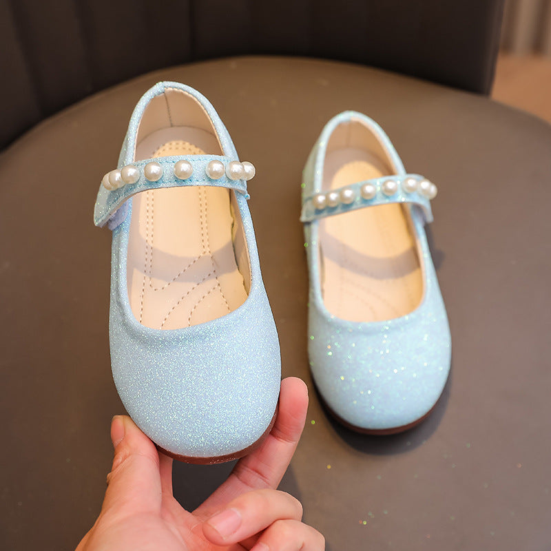 spring/autumn korean style new girls' leather shoes, export order, princess flats, children's velcro performance dance shoes