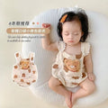 Newborn baby bag butt shirt baby girl short-sleeved khaki romper summer thin summer clothes wide shoulder cute outing romper