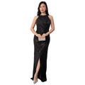 C7356 cross-border   fashion women's sequin textured slit evening gown dress