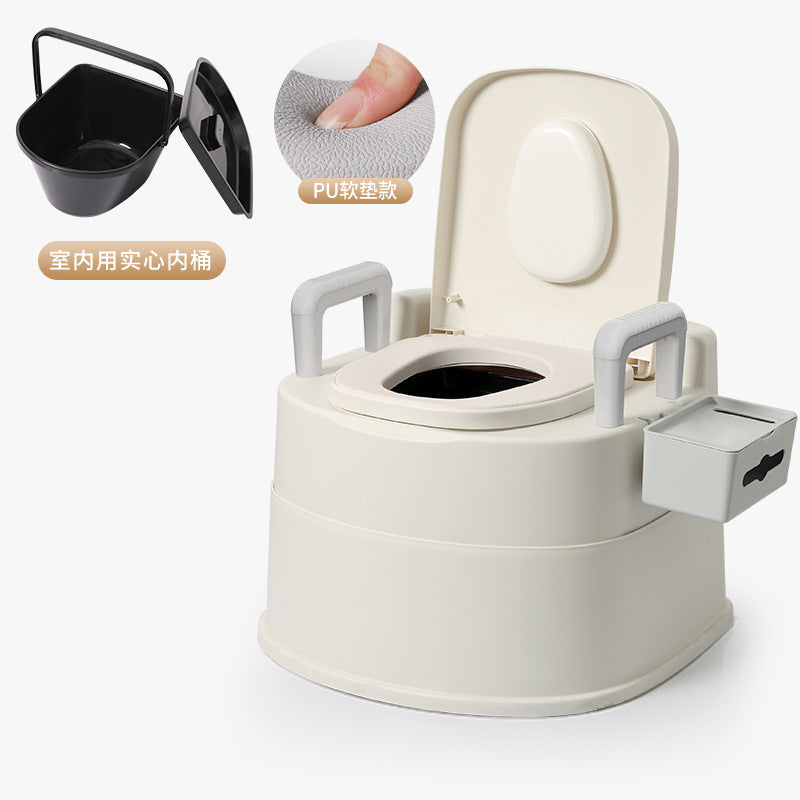 Household adult portable toilet for seniors, pregnant women, and the disabled - indoor commode chair/toilet stool