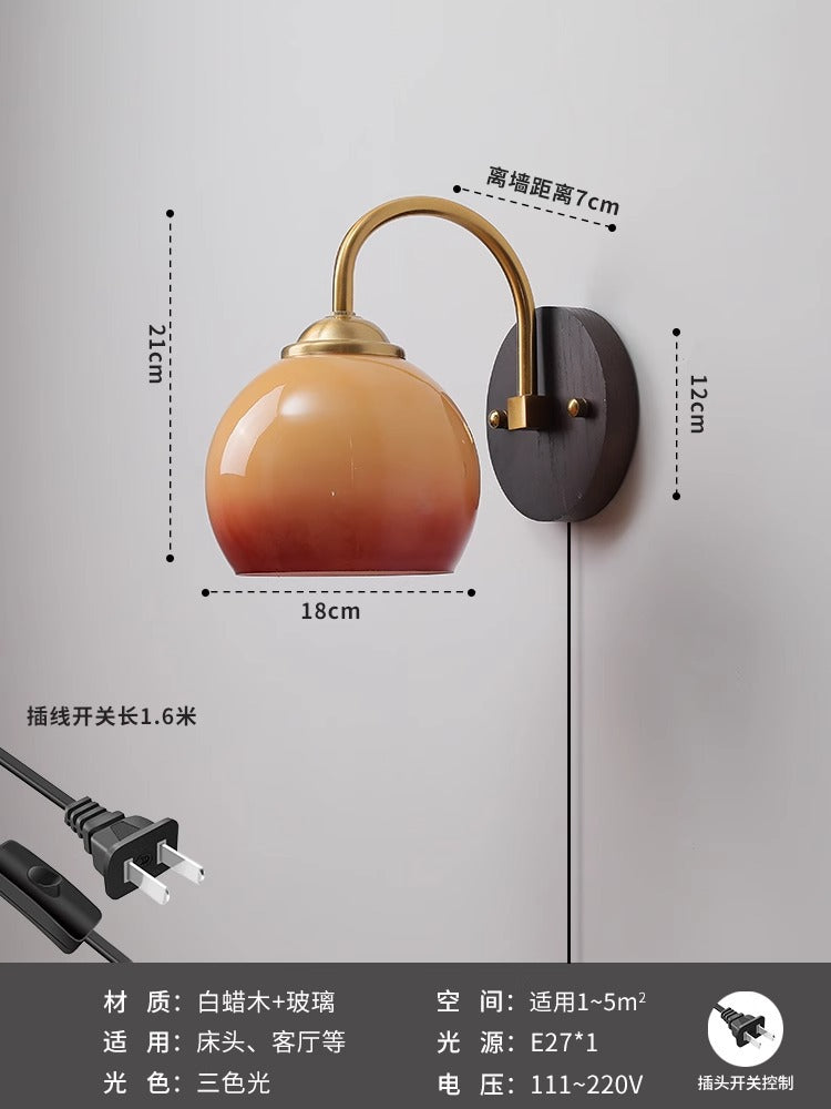 Wabi Sand cream wind antique vintage bedroom bedside wall lamp retro balcony aisle corridor background wall lamp