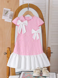 Children's clothing cross-border european and american girls pink dress baby children's clothing suit