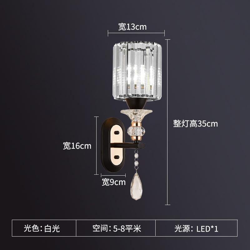 Minimalist modern luxury crystal wall sconce - bedroom bedside lamp, wall light for stairwells, hallways, living room accent wall, led lighting fixture