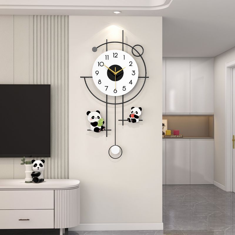 2025 new minimalist modern light luxury panda clock - silent, punch-free wall clock for living room, creative timepiece