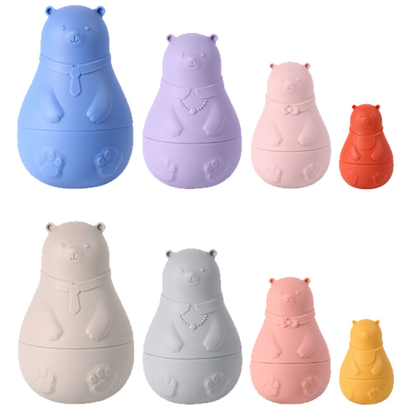 Factory new silicone matryoshka doll early education puzzle building block toy baby silicone assembled bear doll