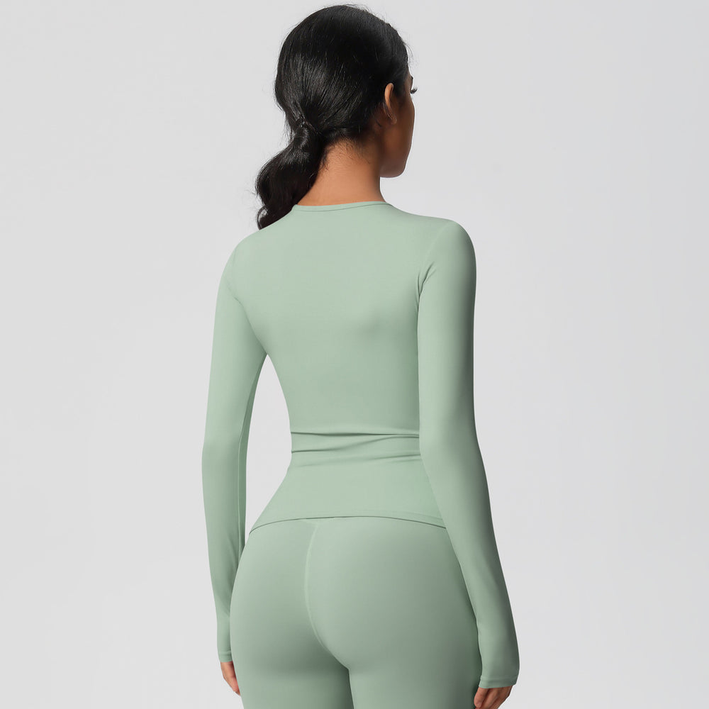 nude feel brushed yoga top - quick-dry, compression fit, long sleeve activewear for running and fitness