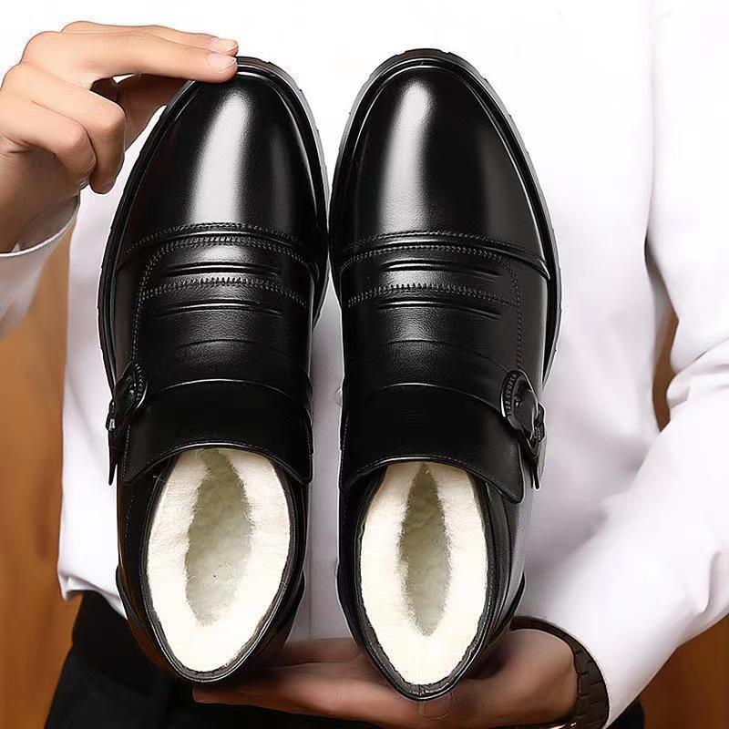 Winternew arrival real soft leather cotton shoes mencasualfashion men's cotton boots middle-aged and elderly easiest for matchheattechfleece-lined dad shoes