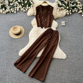 Lightly mature elegance style work clothingtwo-piece set female summerelegant beaded sleeveless vest loose pantsslimming lookfashionsuit