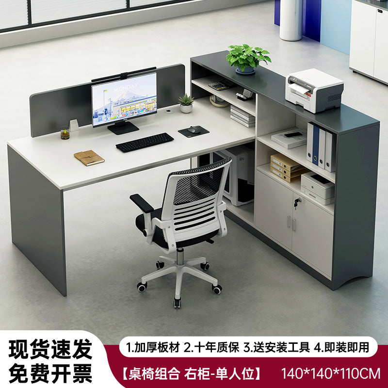 Customizable office desk and chair set - modern minimalist office workstation with cubicle, desk, and financial desk options