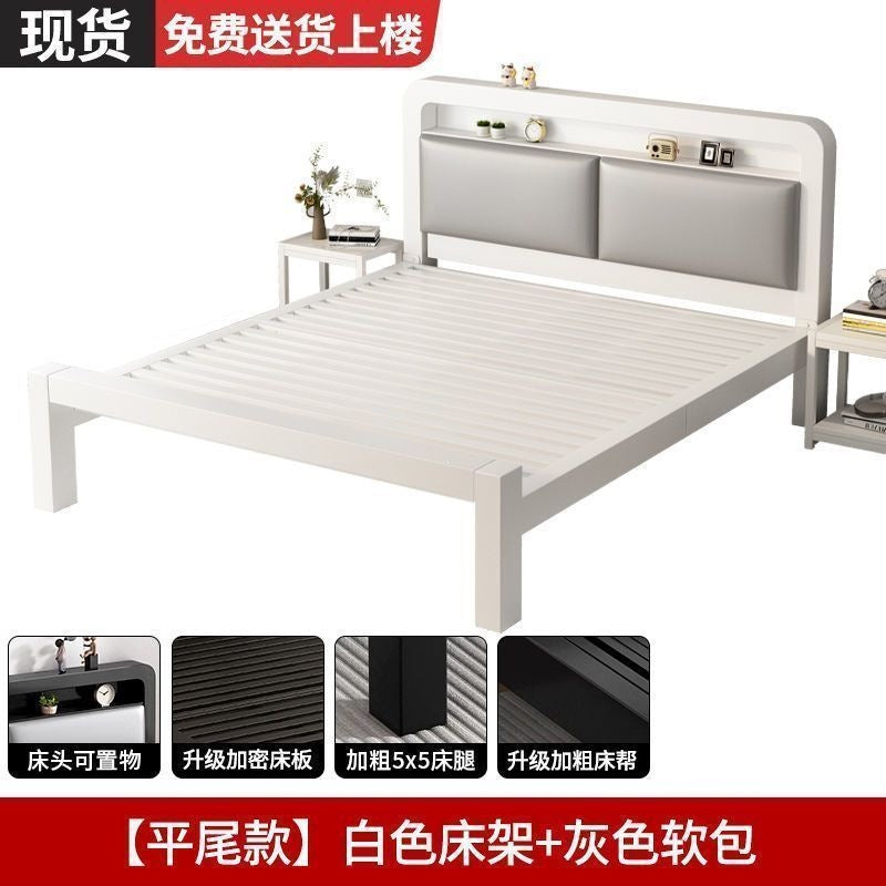 Iron frame bed double bed for home1.5 iron bed reinforced thickened1.8 economical kids single bed iron bed bedroom