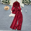 Frenchretro young ladysuit women's summer lantern sleeve shirt + elastic waist slimming look wide leg drapedpants