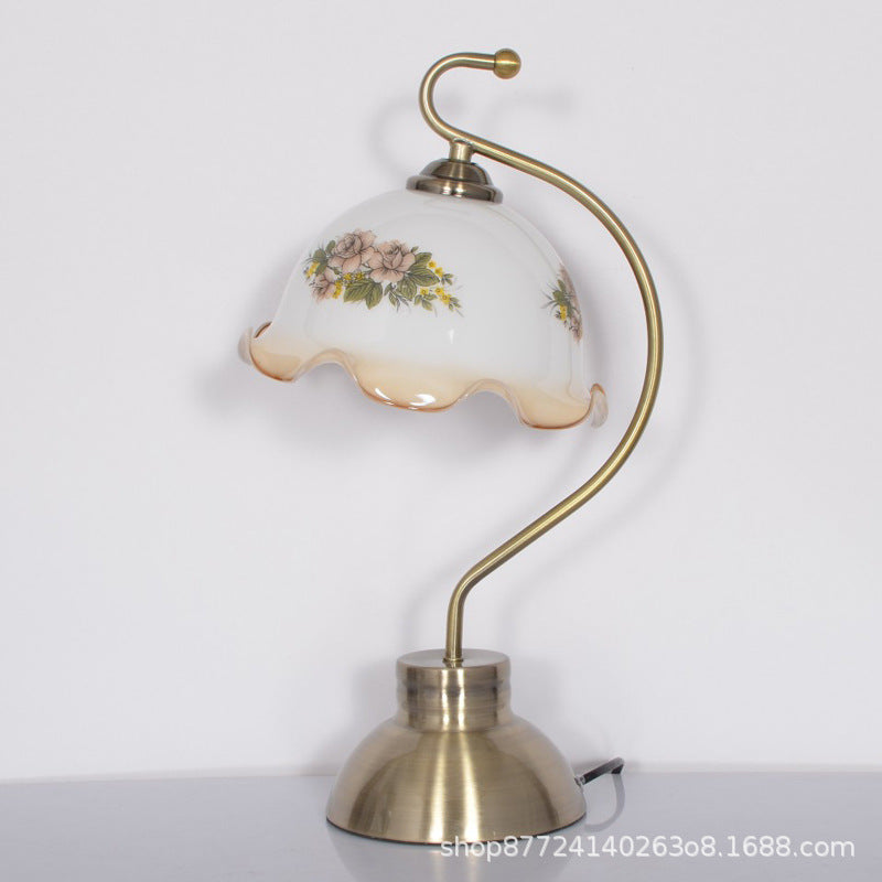 American retro table lamp - bedroom bedside lamp - neoclassical, country, and republic era style - office desk lamp - glass european style - remote control dimming