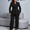 D549 european and american style women's winter new fashion elegant ol ruffle top wide leg pants fashion african outfit set