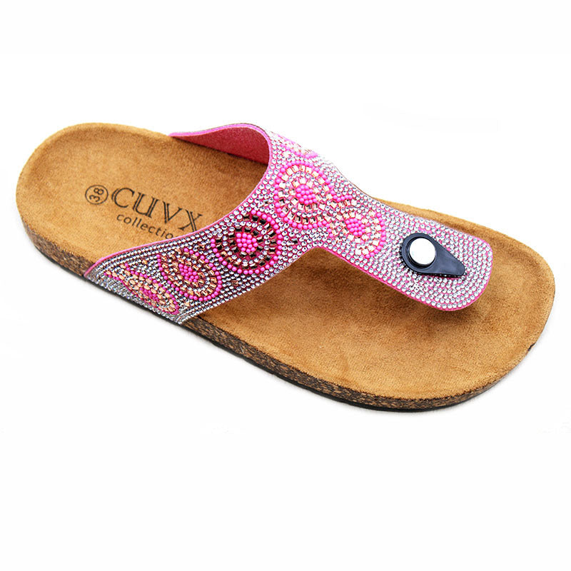 high-quality wholesale spot goods平底夹趾时尚水钻勃肯鞋女鞋