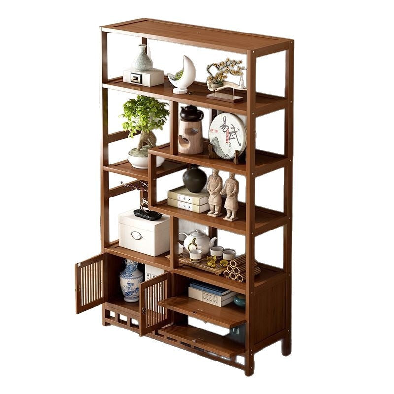 New chinoiserie bogu rack duobao pavilion purple clay pot display rack tea and wine cabinet tea room storage rack display rack casual style bamboo