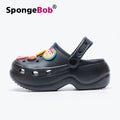 Spongebob squarepants height increasing soft sole closed-toe slippers women's summer non-slip odor-resistant student outdoor clogs women's sandals