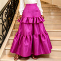 Autumnew arrival rose red ruffles skirt high waistslimming look slimming banquet party multi-layer cake skirtskirt