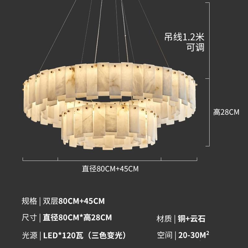 Zhongshan factory direct: modern minimalist light luxury living room marble & solid brass chandelier - designer creative large pendant light