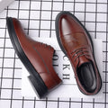 New plus size leather dress shoes for men - business casual, british style, trendy black wedding shoes for groom