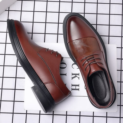 New plus size leather dress shoes for men - business casual, british style, trendy black wedding shoes for groom
