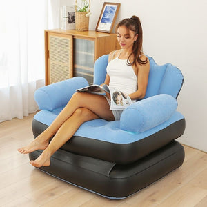 foldable sofa inflatable sofa bed thickened pvc lazy 5-in-1 sofa bed portable lazy sofa