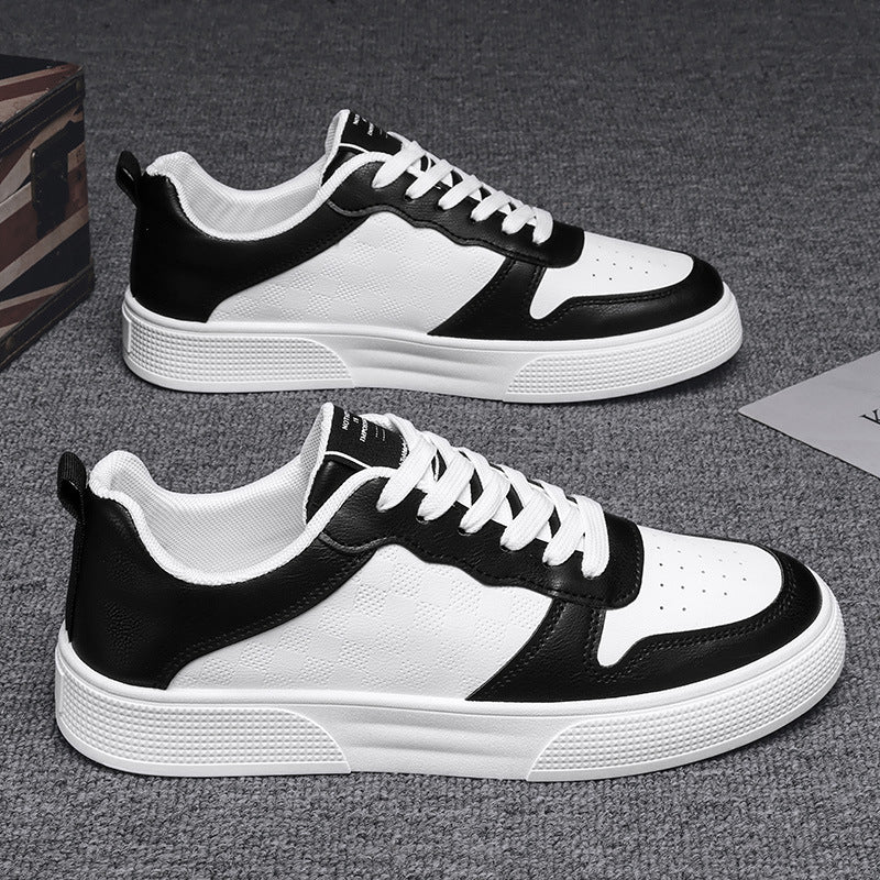 Men's winter breathable leather white sneakers - trendy, versatile, athletic & casual low-top skate shoes for men