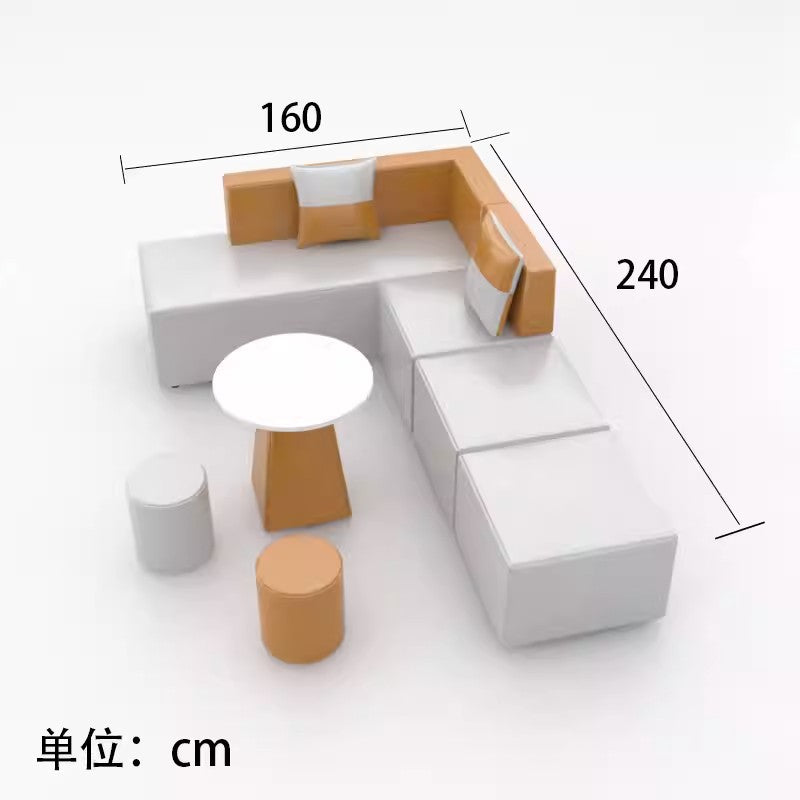 Office reception nappa leather sofa minimalist creative corner sofa waiting area sofa coffee table set