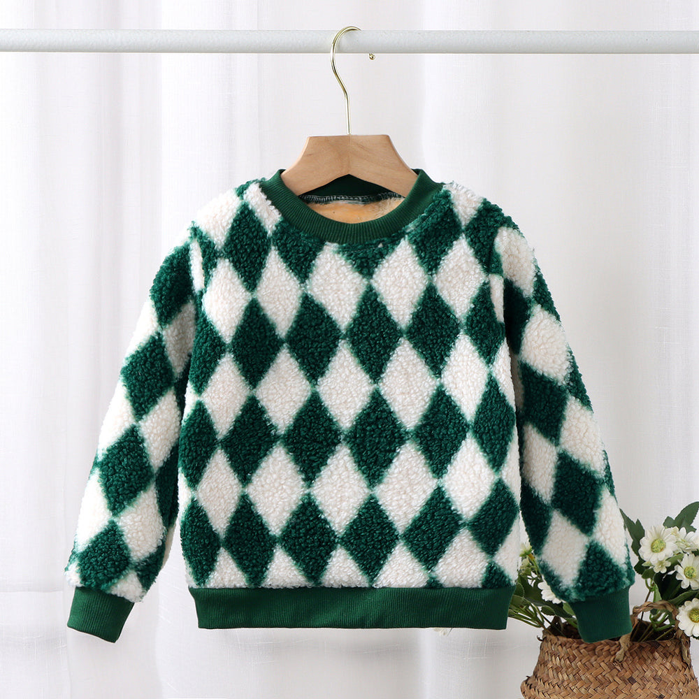 Kids' fleece-lined thickened sweatshirt - autumn/winter warm top for boys and girls - baby long-sleeve t-shirt - wholesale children's clothing