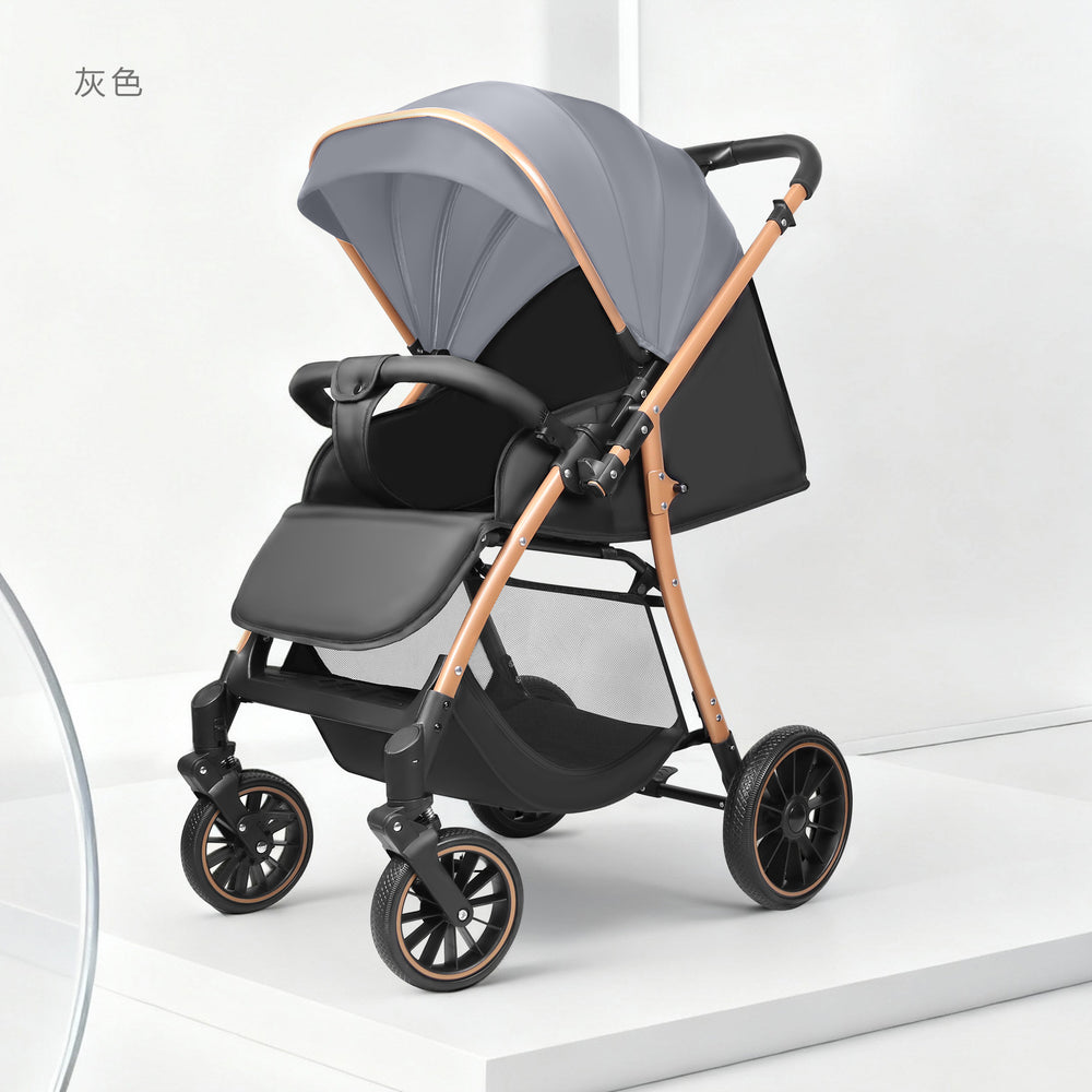 Baby stroller - convertible reclining, lightweight, foldable, portable, 2-way push