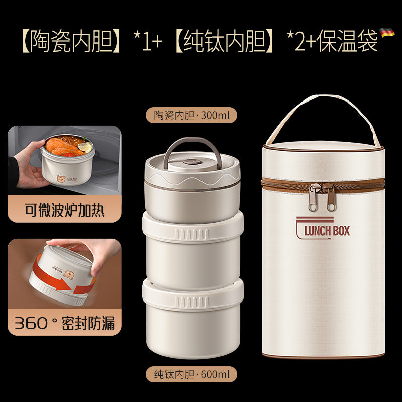 316L Stainless Steel Round Lunch Box Food Grade Sealed Fresh-keeping Box Microwave Heated Bento Box Set with Lid
