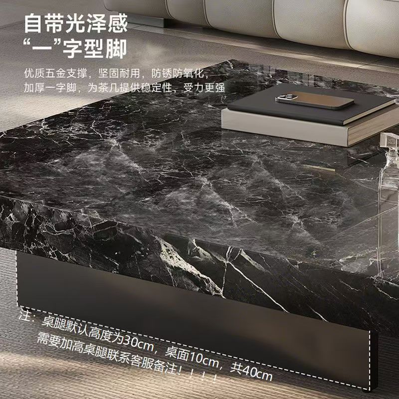 Italian minimalist light luxury high-end suspended rock slab square venetian brown marble living room home coffee table