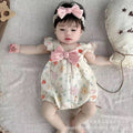 Infant summer onesie sweet floral suspender bodysuit stylish new romper korean style baby girl outing outfit