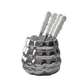 Luxury pearl fruit picks ceramic storage jar creative fork spoon home stainless steel fruit fork set wholesale