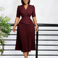 D3364  fashion cross-border  summer elegant fashionable elegant half sleeve suit collar african dress